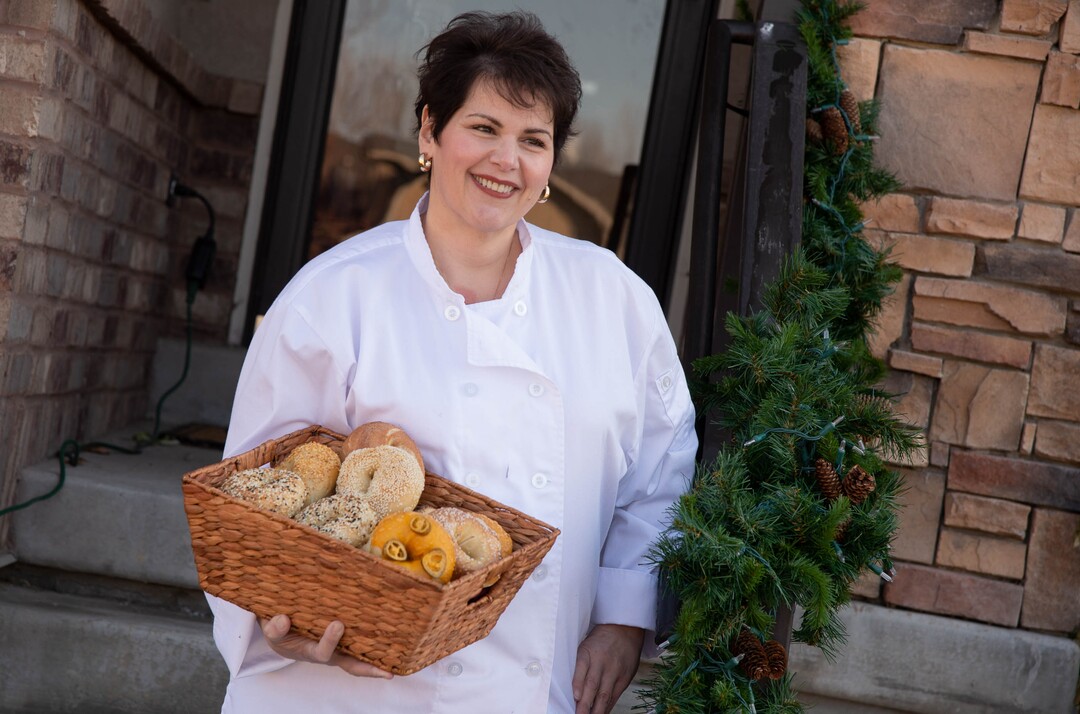 (Francisco Kjolseth  | The Salt Lake Tribune) Baker Cheryl Mignone (www.cherylsbagels.com) makes bagels in the commercial kitchen in her home in Kaysville. She receives online orders for 11 types of bagels and sells the packaged goods from home. The hand rolled east coast style bagels have proved popular and keeps her busy during the three days of the weeks she has devoted to the venture she started to keep busy during the pandemic.