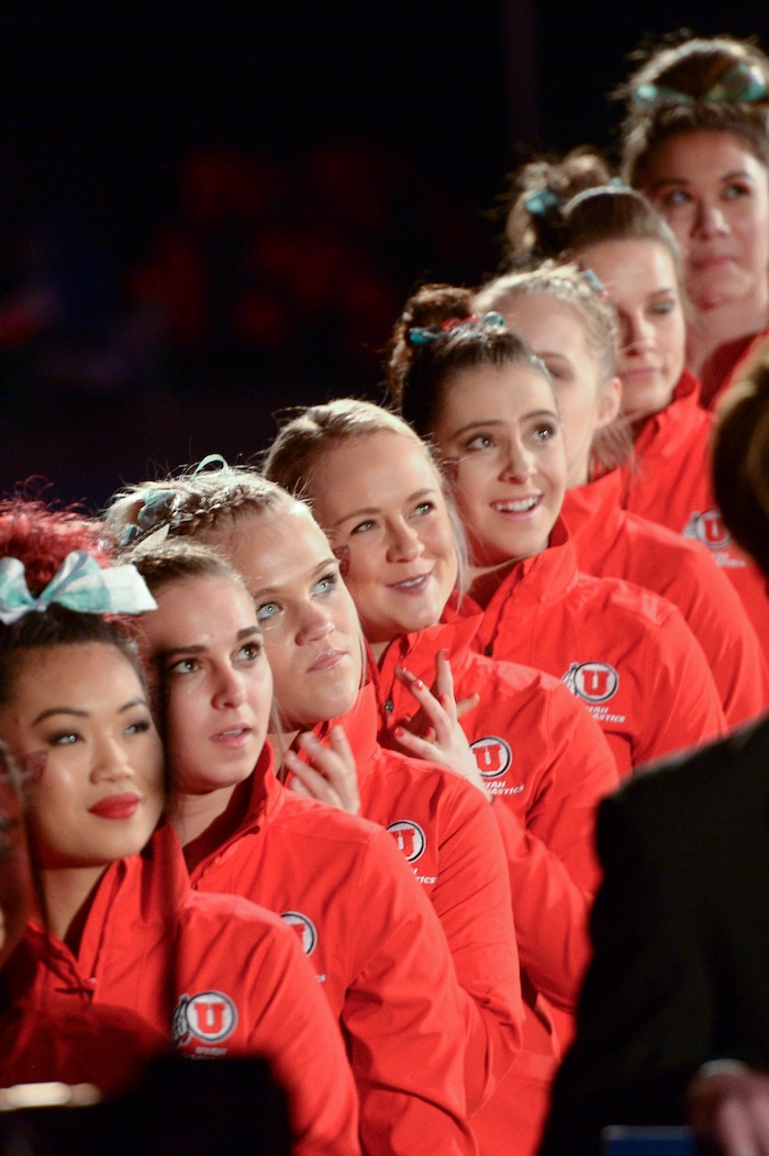 (Leah Hogsten  |  The Salt Lake Tribune)    The fourth-ranked Utes compete against No. 9 California, No. 16 Auburn, No. 21 Brigham Young, Stanford and Southern Utah, during the the NCAA Regional Championships, Saturday, April 7, 2018 at the Huntsman Center. The top two teams advance to the NCAA Championships April 20-21 in St. Louis.Saturday, April 7, 2018, 