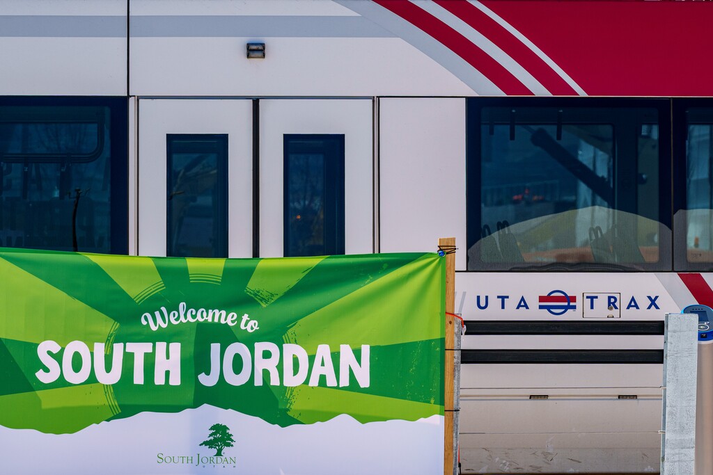 (Trent Nelson  |  The Salt Lake Tribune) The South Jordan Downtown TRAX Station in South Jordan on Wednesday, March 26, 2025.