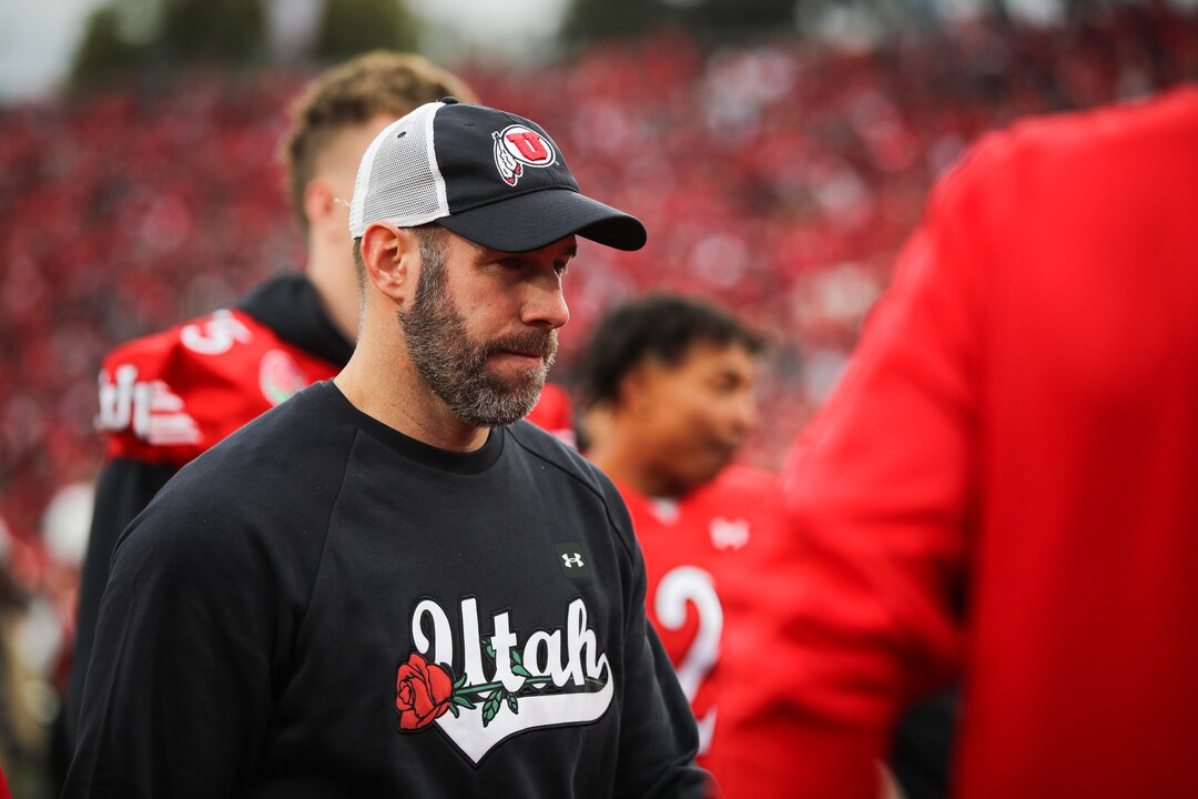 (Meg Oliphant | Special to The Tribune) Utah defensive coordinator Morgan Scalley walks off the field at the end of the first half against the Penn State Nittany Lions at Rose Bowl Stadium on Jan. 2, 2023 in Pasadena, Calif.