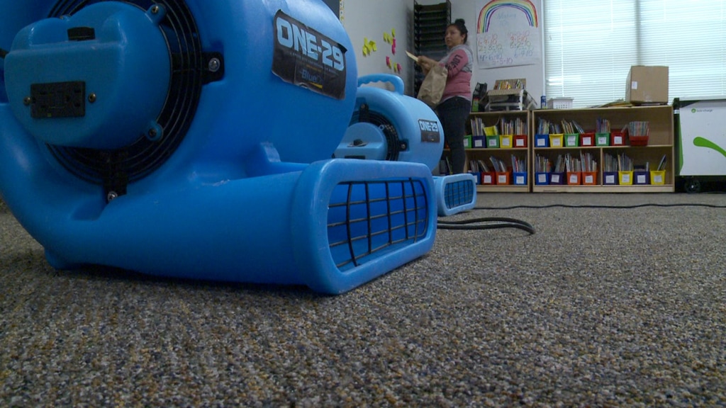 (Courtesy FOX 13) A flood at Salt Lake City's Guadalupe School forced the cancellation of classes for two days starting Monday, April 22, 2019. The flood was caused by a pipe that burst in a second-floor classroom.