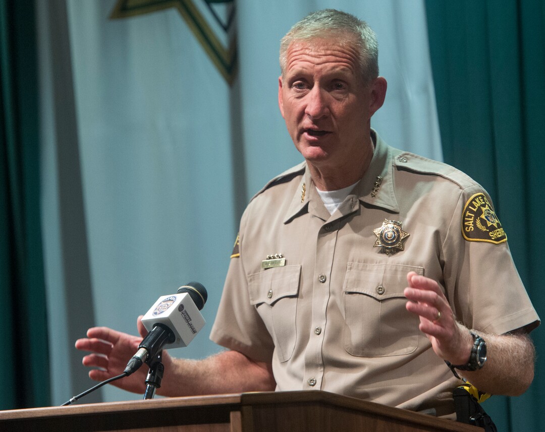Rick Egan  |  The Salt Lake TribuneSalt Lake County Sheriff Jim Winder announces that he has been offered a job as Moab's police chief, at a news conference at the Sheriff's Office, Tuesday, May 30, 2017.
