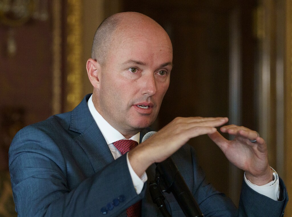 (Leah Hogsten | The Salt Lake Tribune)  "The mask thing is so, so, so blown out of proportion," said Gov. Spencer J. Cox, during his administration's update on the ongoing pandemic, Aug. 31, 2021 at the Capitol. "Masks are not as effective as most of the pro-mask crowd is arguing. They are a tool. So we know it does something." 