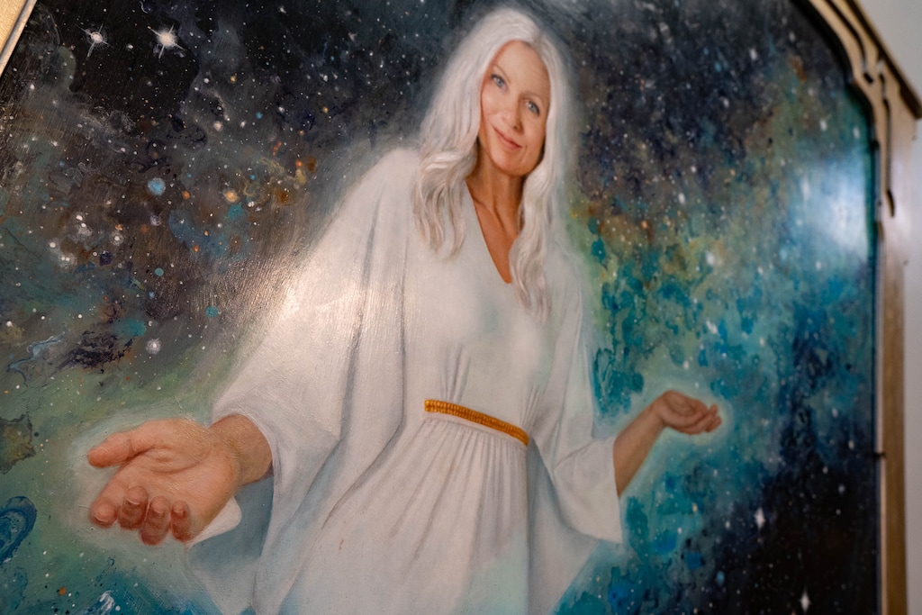 (Francisco Kjolseth | The Salt Lake Tribune) “Mother Divine,” by Courtney Vander Veur Matz, is part of a new exhibit at Writ & Vision rare books and fine art store in Provo, titled "Visions of Heavenly Mother" on Tuesday, May 4, 2021.