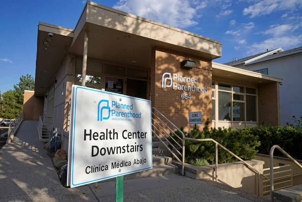 (Rick Bowmer | AP) A sign is shown in front of Planned Parenthood of Utah Tuesday, June 28, 2022, in Salt Lake City. A proposed bill would ban abortion clinics in Utah.