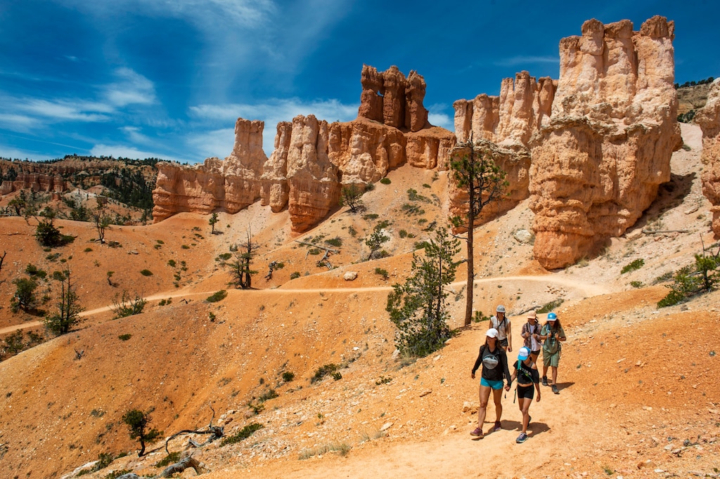 (Rick Egan  |  The Salt Lake Tribune)   The Robledo family hikes along the Fairyland Trail in Bryce Canyon National Park, Wednesday, May 6, 2020