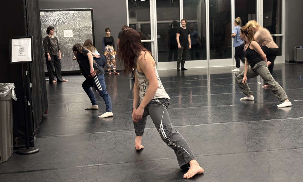 (Kara Komarnitsky) Dancers practice a combo at "Dance Class for Humans," a program run regularly at Gilmore Hall at Westminster University.