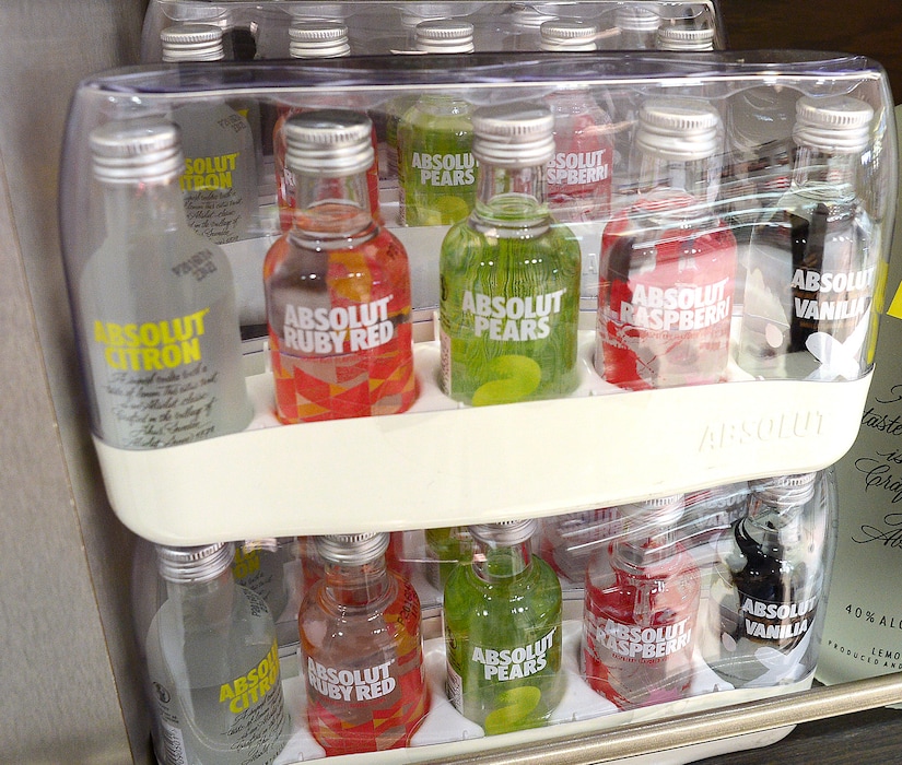 (Scott Sommerdorf  | The Salt Lake Tribune ) Minibottles of alcohol for sale at the Duty Free Americas shop at the Salt Lake City International Airport, Thursday, Dec. 29, 2016. The Department of Alcoholic Beverage Services' commission, it its meeting on July 26, 2022, has moved forward on a rule to bring minibottles back to Utah  liquor stores.