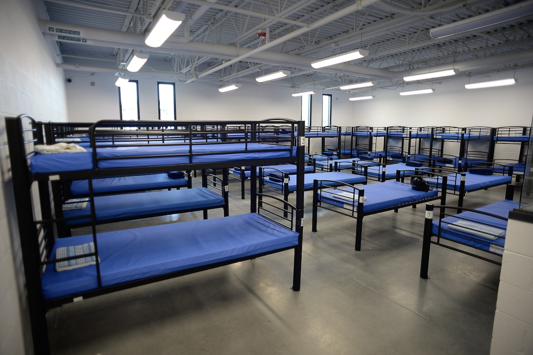(Francisco Kjolseth  |  The Salt Lake Tribune)  Shelter the Homeless and Catholic Community Services of Utah (CCS) holds a public open house at the Gail Miller Resource Center on Friday, Sept. 6, 2019, with self-guided tours for the public to see the brand new building and learn about the services that will be provided there for both men and women. Pictured is the women's dorm with 40 beds.