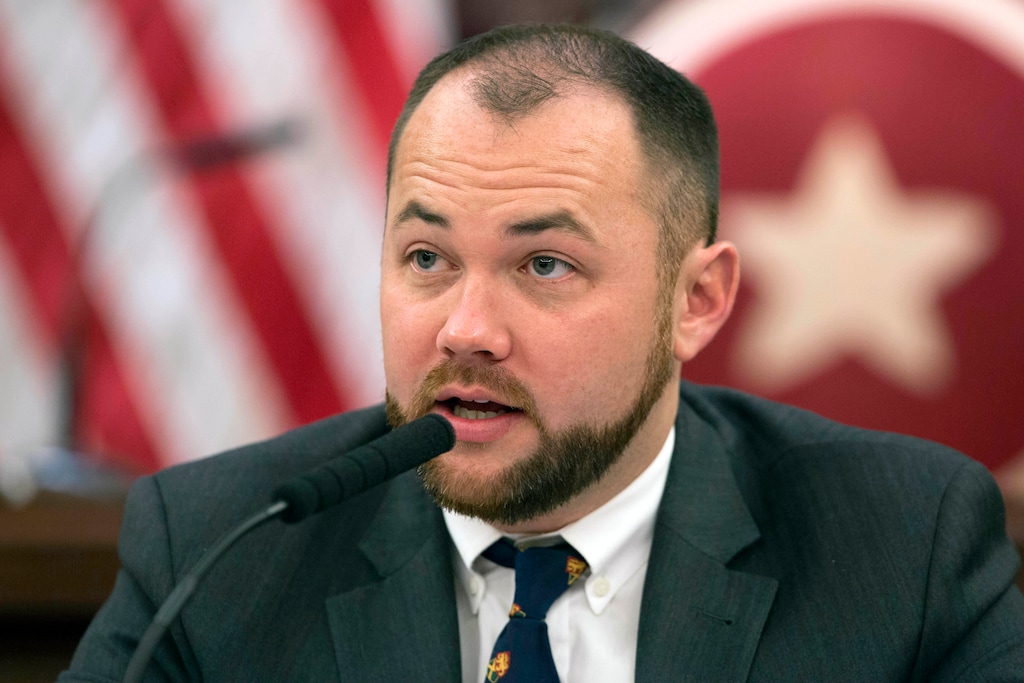(Mark Lennihan | AP file photo) FILE- In this Nov. 10, 2014 file photo, New York City Councilman Corey Johnson speaks at a hearing in introducing legislation making it easier for transgender people to change the sex on their birth certificates. On Thursday, Corey Johnson, the gay, HIV-positive speaker of the council, said that the council would act swiftly to repeal a ban on conversion therapy.