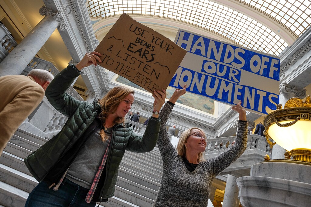Francisco Kjolseth | The Salt Lake TribuneSupporters of Bears Ears National Monument gather to protest movement by republicans at the Utah Capitol to move HCR11 and HCR12, resolutions asking President Donald Trump to erase the Bears Ears and alter Grand Staircase-Escalante national monuments, directly to the House floor for debate on Tuesday, Jan. 31, 2017.