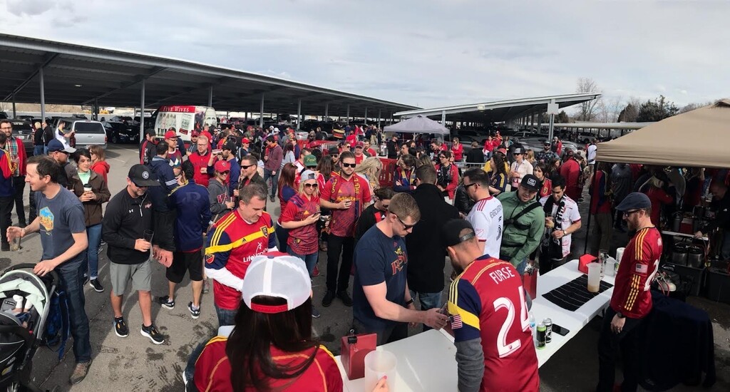 (courtesy Section 26) Real Salt Lake fans gather at the annual homebrewing tailgate party in March 2020. This year's party is set for Saturday, Sept. 17, 2022, from 5 to 6:30 p.m., in the parking lot north of America First Field in Sandy.