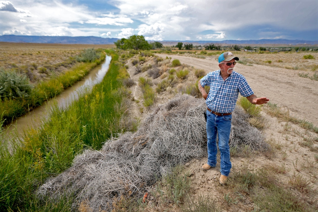(Francisco Kjolseth | The Salt Lake Tribune) Kevin Cotner, a farmer who uses Price River water, fallows some of his fields and leases the saved irrigation water to benefit the over-allocated Colorado River system, as seen on Aug. 16, 2023.