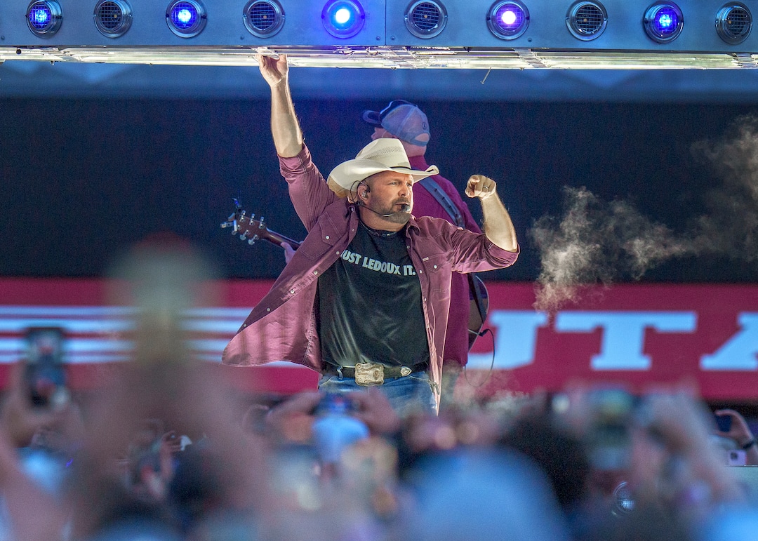 (Leah Hogsten | The Salt Lake Tribune) Country star Garth Brooks performs with his band during his Stadium Tour Friday, June 17, 2022 at Rice-Eccles Stadium.