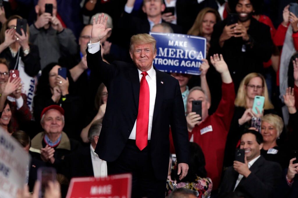 President Donald Trump speaks at a campaign rally in Indianapolis, Friday, Nov. 2, 2018. (AP Photo/Michael Conroy)