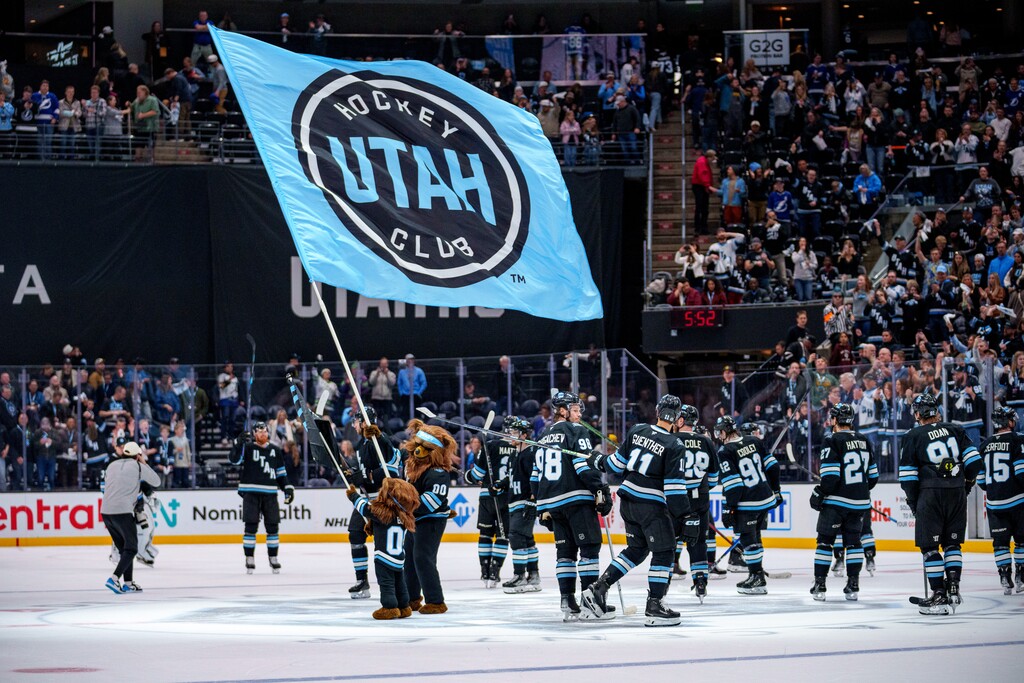 (Trent Nelson  |  The Salt Lake Tribune) Utah Hockey Club hosts the Tampa Bay Lightning, NHL hockey at the Delta Center in Salt Lake City on Saturday, March 22, 2025.
