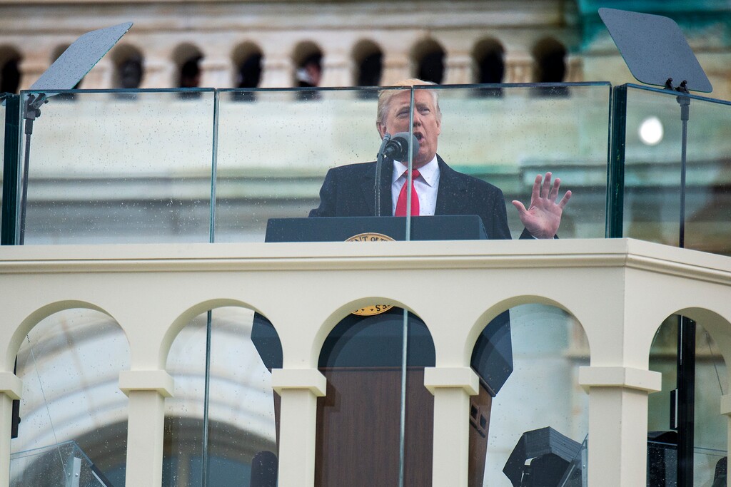 (Chris Detrick  |  The Salt Lake Tribune) President Trump delivers his inaugural address during the 58th Presidential Inauguration Ceremony at the U.S. Capitol Friday January 20, 2017.