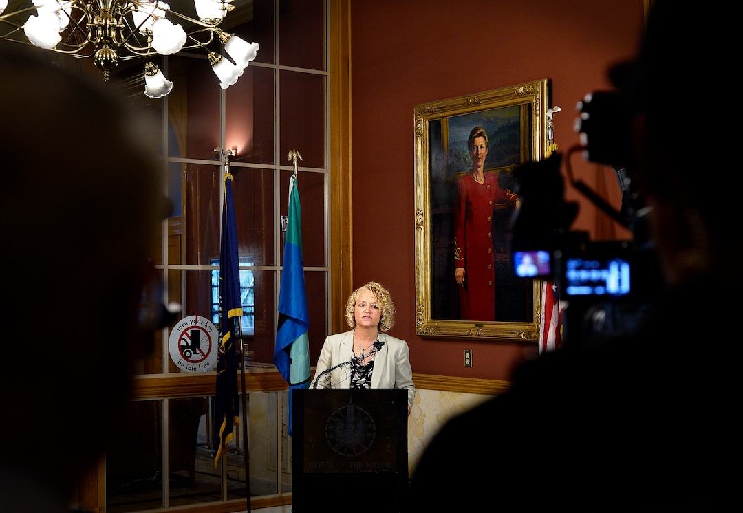 (Scott Sommerdorf   |  The Salt Lake Tribune)   Salt Lake City Mayor Jackie Biskupski announces that findings have been made, and that they have been given to SLCPD Chief Mike Brown. He will now decide the fate of the two officers involved in the Nurse Wubbels arrest, Wednesday, September 13, 2017.