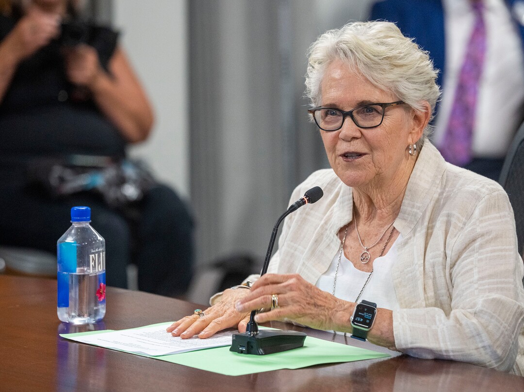 (Rick Egan | The Salt Lake Tribune)  Rep. Carol Spackman Moss speaks, during a public hearing on the Utah State Board's recent rules for teaching about racism in the K-12 classroom at the State Board of Education in Salt Lake City, on Thursday, July 22, 2021.