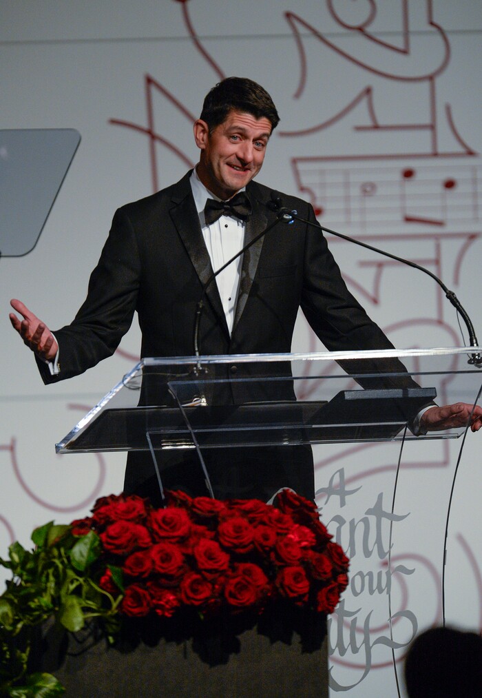 Leah Hogsten | The Salt Lake Tribune U. S. House Speaker Paul Ryan delivers the keynote address during a ceremony honoring Utah Senator Orrin G. Hatch, Saturday, June 9, 2018, at the Grand America Hotel in Salt Lake City. The Salt Lake Chamber awarded Sen. Hatch with the 39th Giant in Our City, for his exceptional and distinguished service and extraordinary professional achievement throughout his political career.