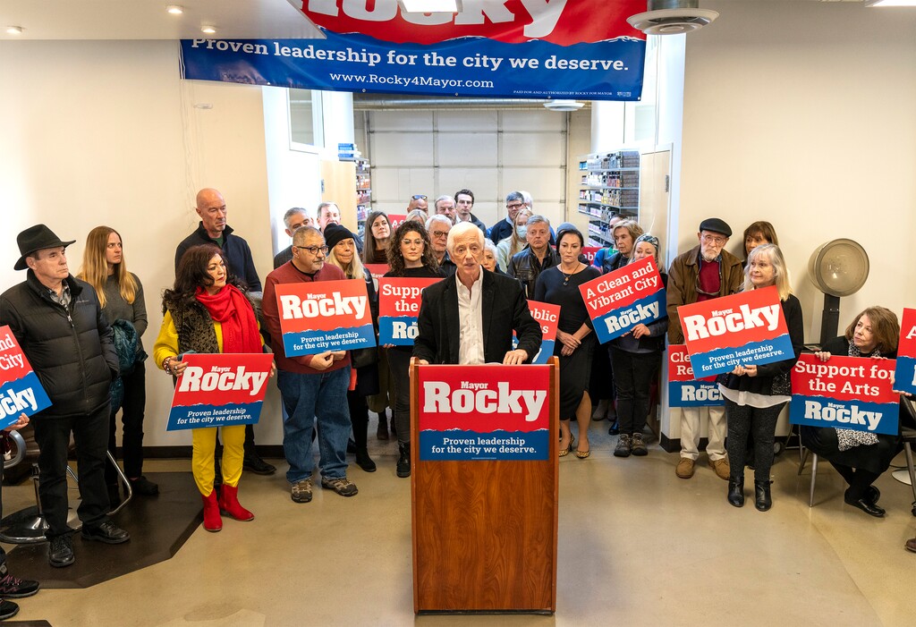 (Rick Egan | The Salt Lake Tribune)  Former Salt Lake City Mayor Rocky Anderson announces his candidacy for mayor, at the Cake Salon, on Wednesday, Nov. 30, 2022.