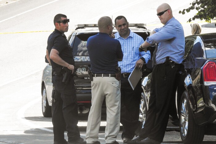 Chris Detrick | The Salt Lake Tribune
Police officers investigate the scene of a shooting Tuesday, June 6, 2017. The shooting occurred at about 3:45 p.m. outside of a residence at about 2175 East and Alta Canyon Drive (about 8630 South), said Sandy police Sgt. Jason Nielsen. Nielsen said the shooter was among the dead and, therefore, there is no threat to the public.