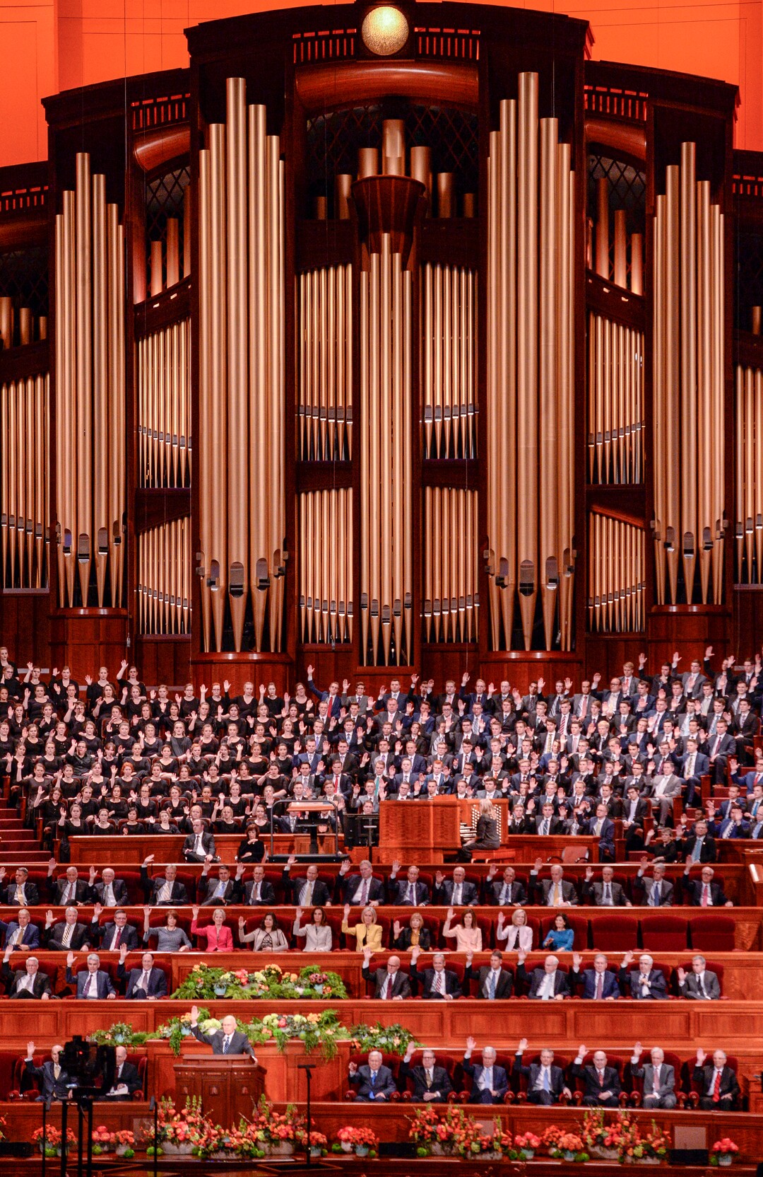 Leah Hogsten  |  The Salt Lake Tribune  Members give their sustaining votes for new leadership during 189th Annual General Conference of The Church of Jesus Christ of Latter-day Saints, April 6, 2019 in Salt Lake City.  Ten new general authority Seventies were named, including Peter M. Johnson, an African American born in New York, Benjamin M. Z. Tai, who was born in Hong Kong, and four leaders who were born in Latin America. during 189th Annual General Conference of The Church of Jesus Christ of Latter-day Saints, April 6, 2019 in Salt Lake City. 