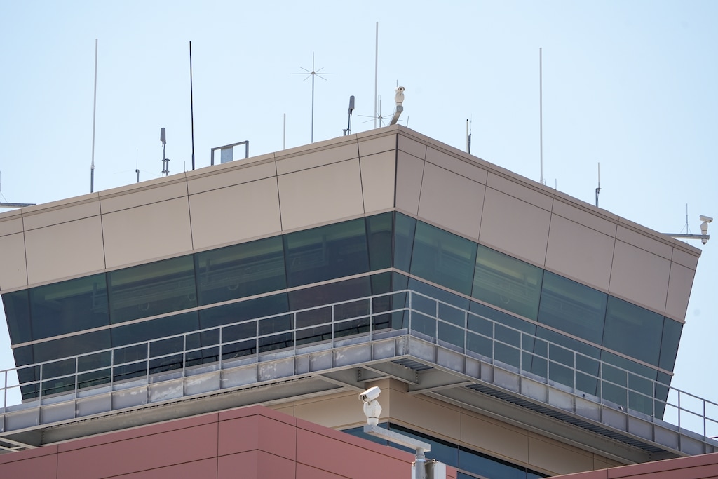 (Chris Samuels | The Salt Lake Tribune) An air traffic control tower at Salt Lake City International Airport on Thursday, June 12, 2025. An airport spokesperson said the federal government shutdown is not affecting the airport.
