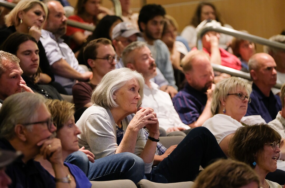 (Francisco Kjolseth  |  The Salt Lake Tribune)  People take in the debate between all eight of the candidates for Salt Lake City mayor at the Salt Lake City Library on Wed. June 26, 2019.