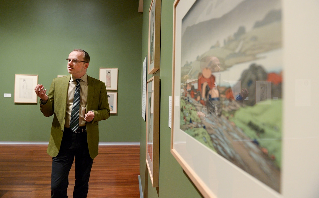 (Leah Hogsten  |  The Salt Lake Tribune) The Utah Museum of Fine Arts is showcasing two exhibits of Japanese art. Seven Masters: 20th-Century Japanese Woodblock Prints, from the Minneapolis Institute of Art features the work of seven woodblock print artists who created a new art form, shin hanga.Beyond the Divide: Merchant, Artist, Samurai in Edo Japan features scrolls, screens, sculpture, prints and samurai armor and weapons from the UMFAÕs own collection.