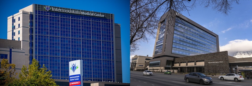 (The Salt Lake Tribune) Intermountain Medical Center, left, and Utah Valley Hospital had the lowest rates of death among heart attack patients and postoperative respiratory failure, respectively, in a new data release from the Centers for Medicare and Medicaid Services. Both are part of Intermountain Health.
