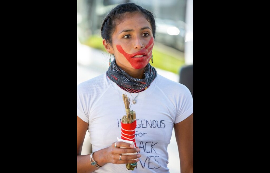 (Rick Egan | Tribune file photo) Jordan Daniel (Kul Wicasa Oyate) prepares to run a stretch of road on Saturday, Sept. 5, 2020, as part of the “Running As Medicine - Indigenous Youth Prayer Run" from Bears Ears National Monument to Salt Lake City. Daniel often places a red handprint on her face during runs to spread awareness of missing and murdered Indigenous women and girls (MMIWG), a crisis which a new Utah task force is seeking to address.