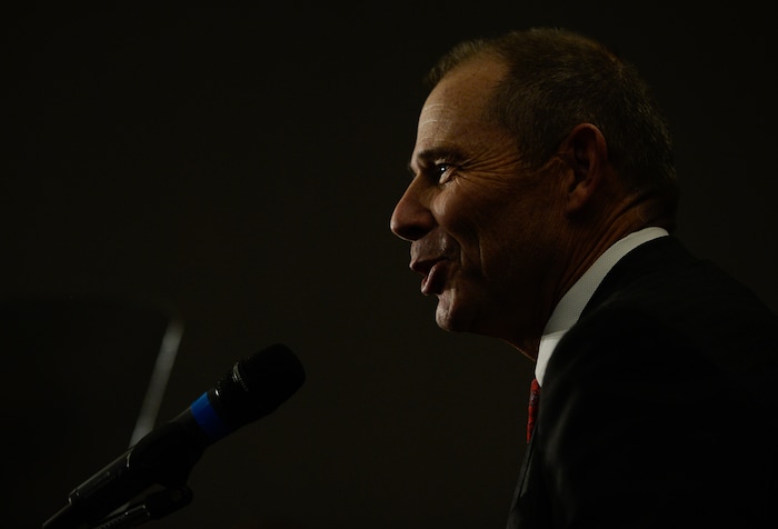 (Francisco Kjolseth  |  The Salt Lake Tribune)  John Curtis, Republican candidate for 3rd Congressional District celebrates his win at the Provo Marriott Hotel & Conference Center Tuesday, Nov. 7, 2017. He will fill the congressional seat recently vacated by Jason Chaffetz.