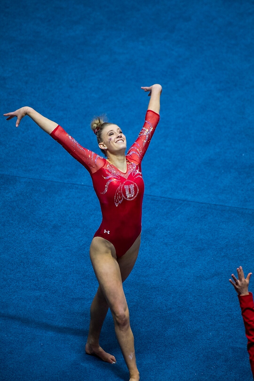 (Chris Detrick  |  The Salt Lake Tribune)  Utah's competes on the floor during the gymnastics meet against Brigham Young University Friday, January 5, 2018.  