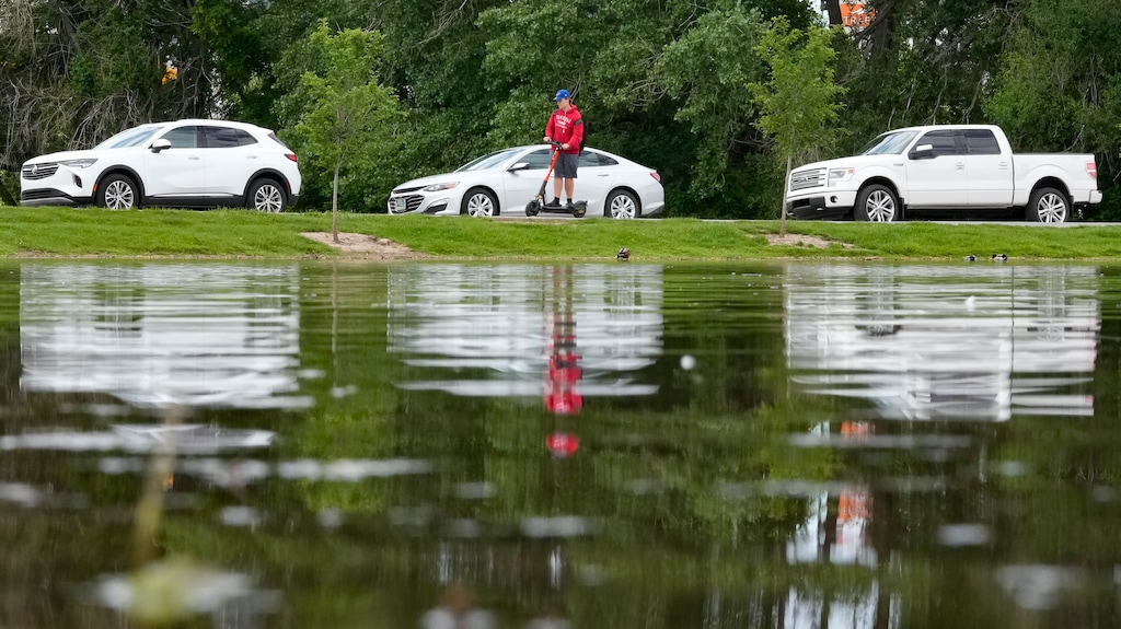 (Francisco Kjolseth | The Salt Lake Tribune) Sugar House Park reopened to cars on Friday, May 26, 2023, as high waters from Parleys Creek recede.