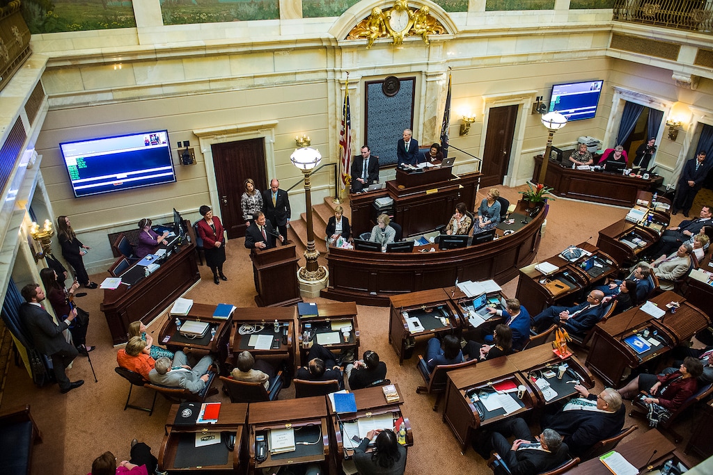 (Chris Detrick | Tribune file photo)
Utah Gov. Gary Herbert speaks to the state Senate March 10, 2017.