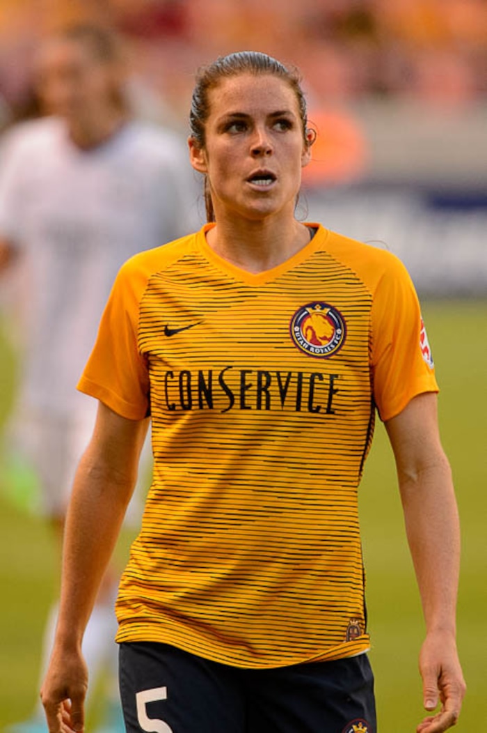 (Trent Nelson | The Salt Lake Tribune)  Utah Royals host Orlando Pride at Rio Tinto Stadium in Sandy, Wednesday May 9, 2018. Utah Royals FC defender Kelley O'Hara (5).