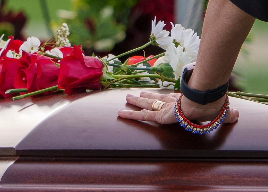 (Leah Hogsten | The Salt Lake Tribune) Goodbyes are said to former U.S. Senator Orrin Hatch at Newton Cemetery, Friday, May 6, 2022. Hatch, the longest-serving Republican senator in U.S. history and the longest-serving from Utah, died April 23 at age 88.