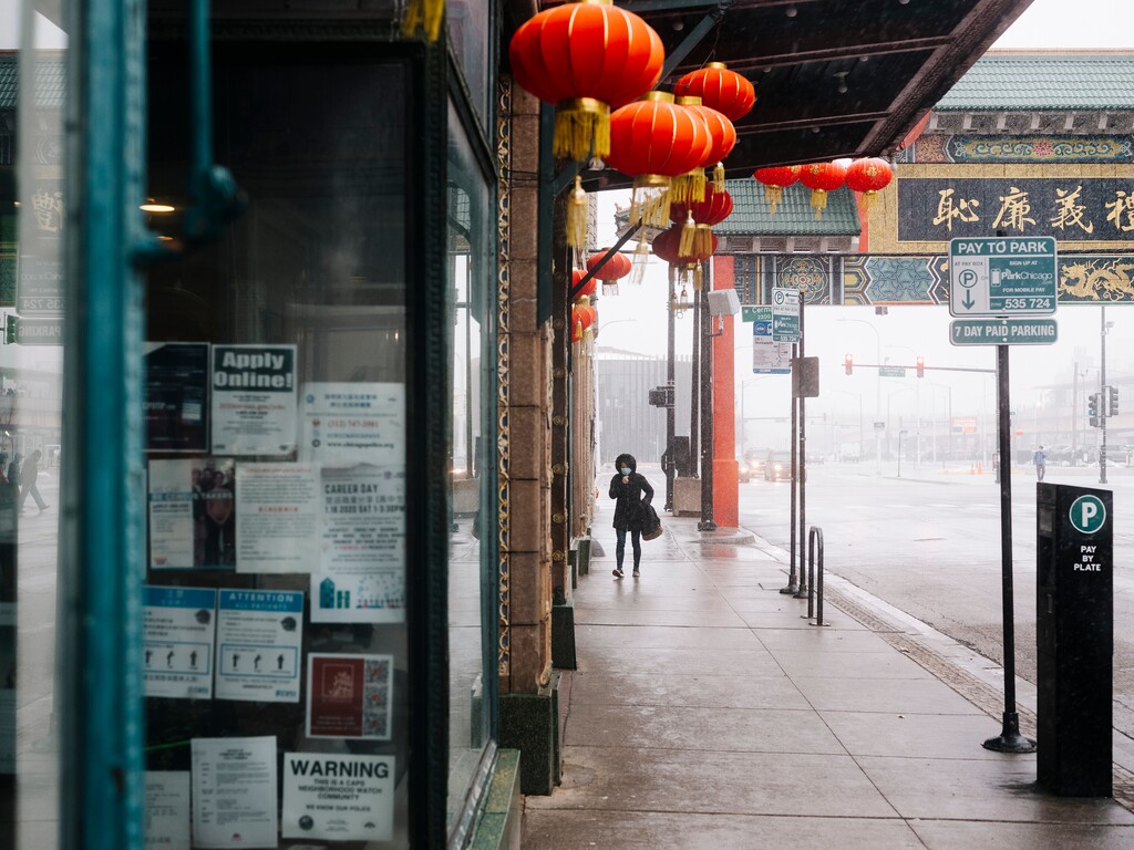 (David Kasnic/The New York Times) A person walks in Chicago’s Chinatown neighborhood, on Feb. 12, 2020. Though there are only a few known cases in the U.S., the coronavirus outbreak has left some Asian-Americans feeling an unsettling level of public scrutiny.