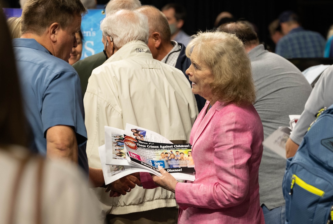 (Francisco Kjolseth | The Salt Lake Tribune) Gayle Ruzicka of the Eagle Forum attends the Utah Republican Party’s 2021 Organizing Convention at the Maverik Center in West Valley City on Saturday, May 1, 2021.