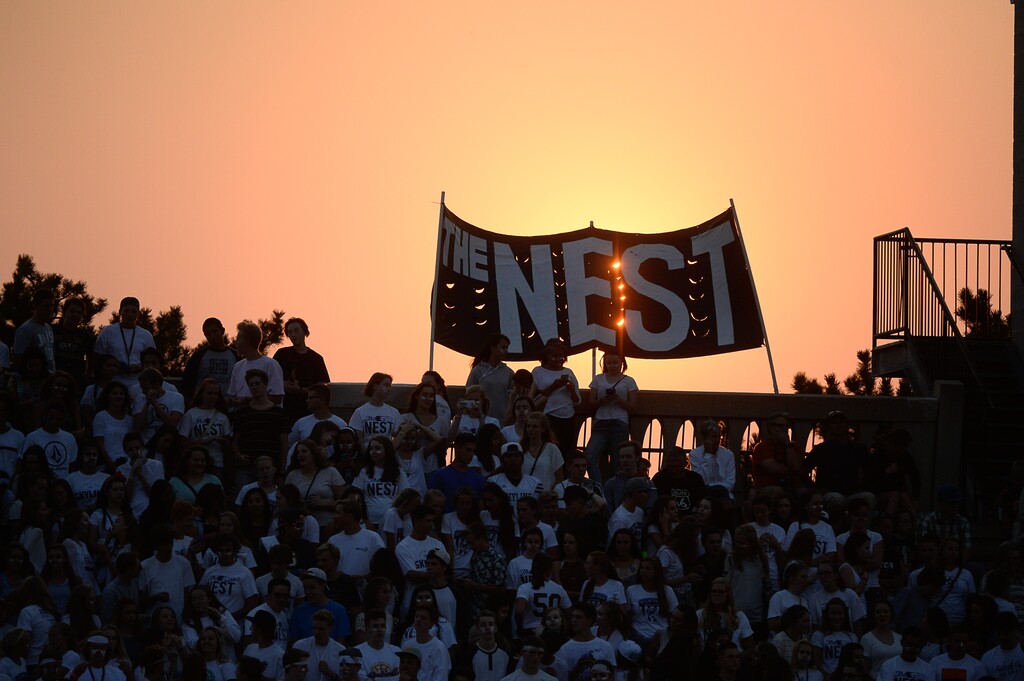 Francisco Kjolseth | The Salt Lake TribuneSkyline fans make up "The Nest" as they watch their team battle Hurricane for their season opener on Thursday, Aug. 20, 2015.