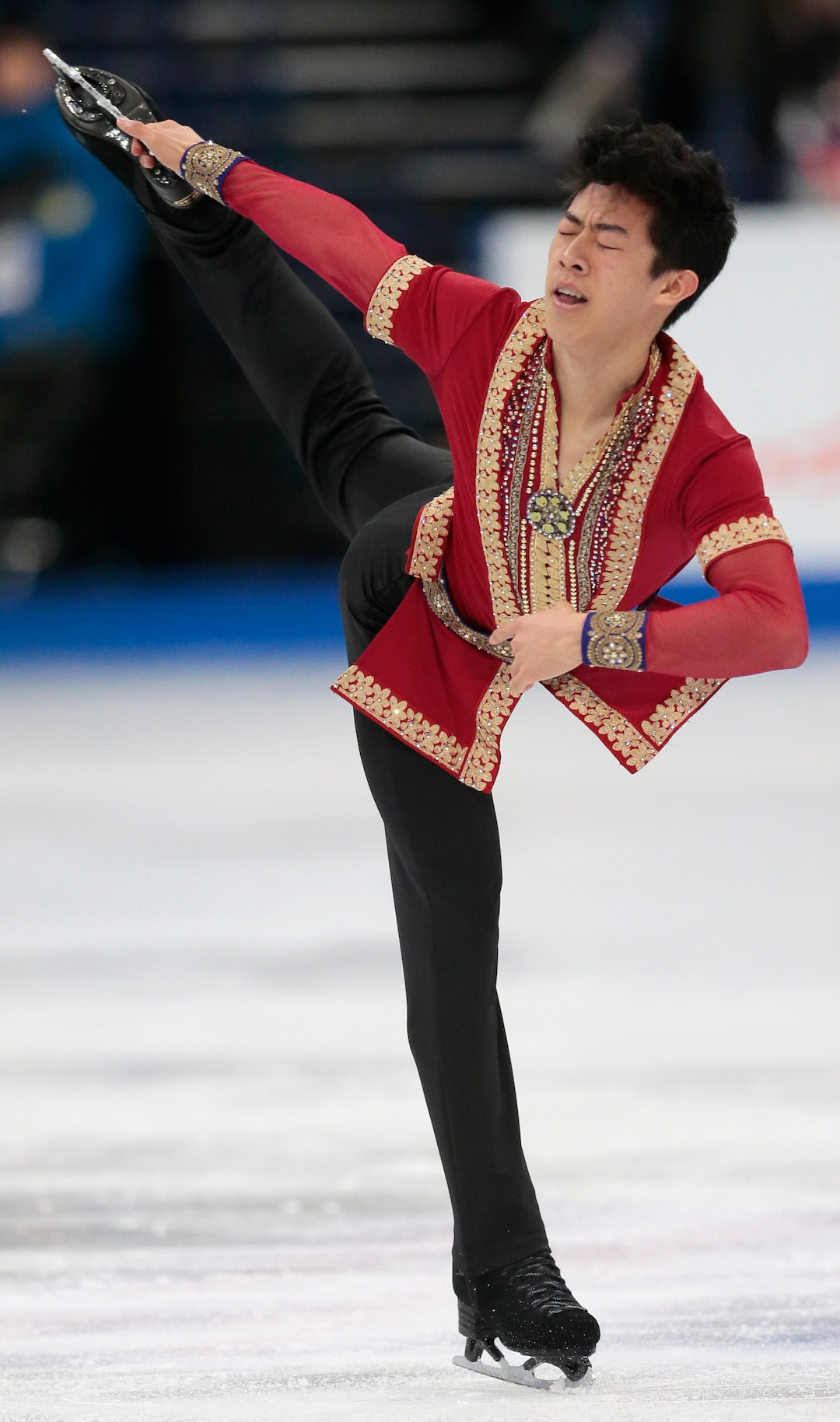 Nathan Chen, of the United States, skates his free program at the World figure skating championships in Helsinki, Finland, on Saturday, April 1, 2017. (AP Photo/Ivan Sekretarev)