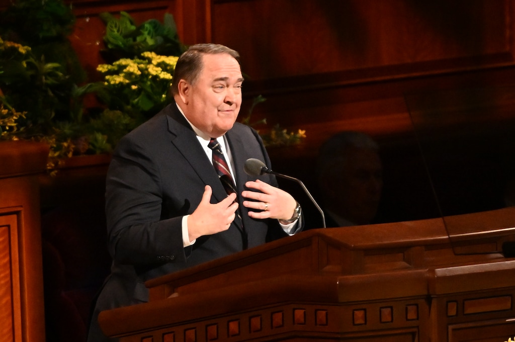 (The Church of Jesus Christ of Latter-day Saints)
General authority Seventy Allen D. Haynie speaks at General Conference on Saturday, April 1, 2023.