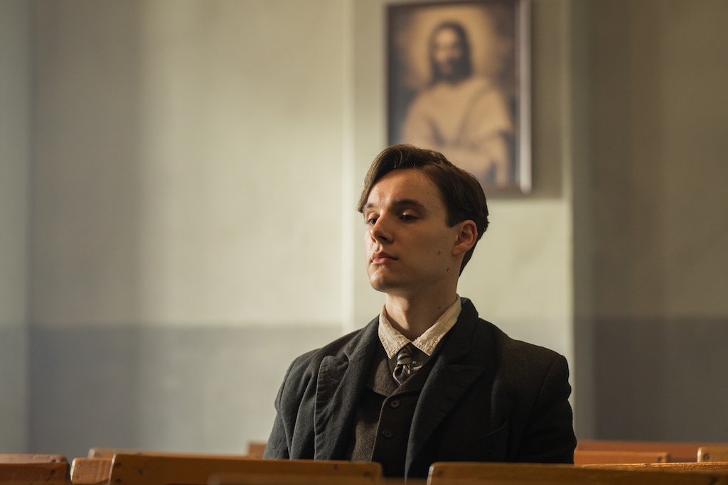 (Andrej Vasilenko | Angel Studios) Ewan Horrocks plays Helmuth Hübener in a scene of "Truth & Treason."