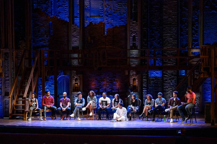 (Trent Nelson | The Salt Lake Tribune)
The cast of "Hamilton" answer questions from students in the Hamilton Education Project, or EduHam, at the Eccles Theater in Salt Lake City, Friday May 4, 2018.