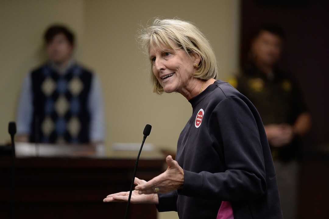 (Francisco Kjolseth  |  The Salt Lake Tribune)  Sarah Buck expresses her dismay at the possibility of an inland port as the Utah Inland Port Authority meets for the first time since its June meeting was disrupted by protestors at the Utah Capitol on Thursday, Oct. 17, 2019.