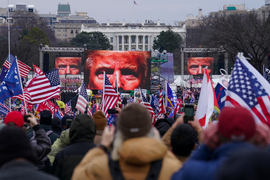 (AP Photo/John Minchillo, File)
In this Jan. 6 photo, Trump supporters participate in a rally in Washington. Far-right social media users for weeks openly hinted in widely shared posts that chaos would erupt at the U.S. Capitol while Congress convened to certify the election results.