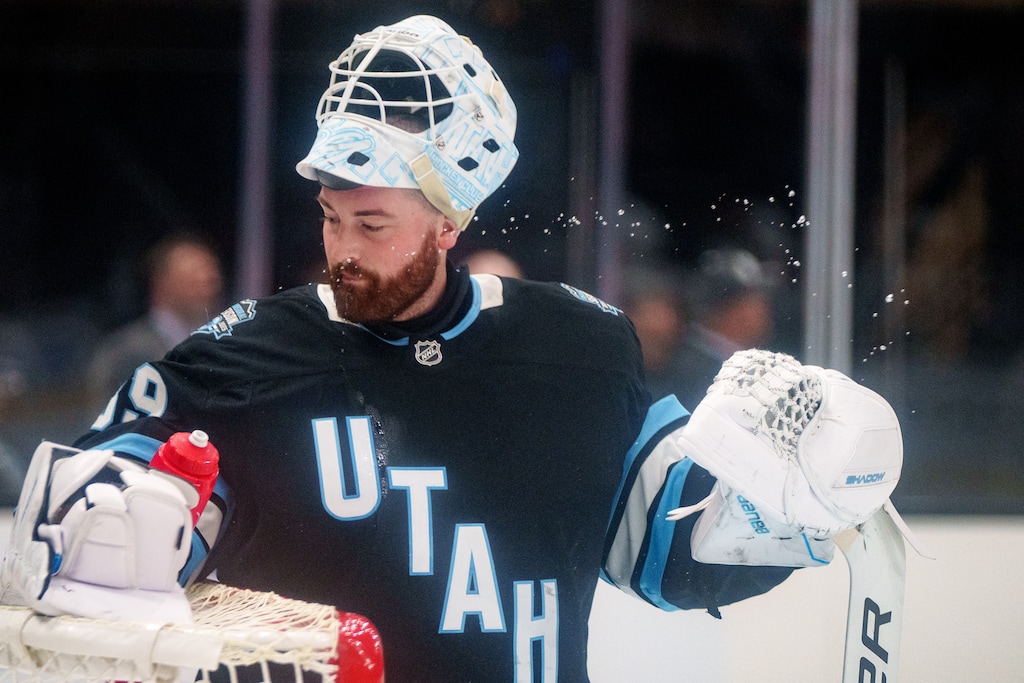 (Trent Nelson  |  The Salt Lake Tribune) Utah Hockey Club goaltender Connor Ingram (39) as Utah Hockey Club hosts the Los Angeles Kings, NHL pre-season hockey in Salt Lake City on Monday, Sept. 23, 2024.
