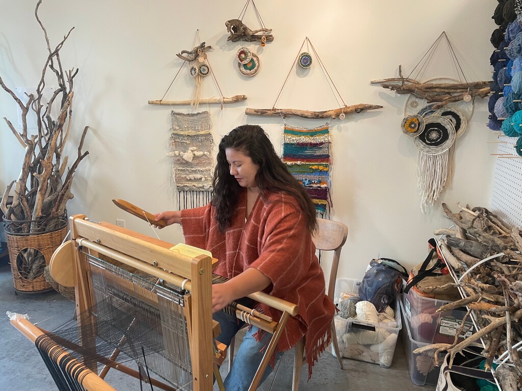 (Julie Hirschi | Special to The Tribune ) Salt Lake City artist Sarah May, whose parents came to the United States from El Salvador, started weaving as a way to connect with her Indigenous roots. She will offer her work at multiple holiday art markets on the Wasatch Front in December.