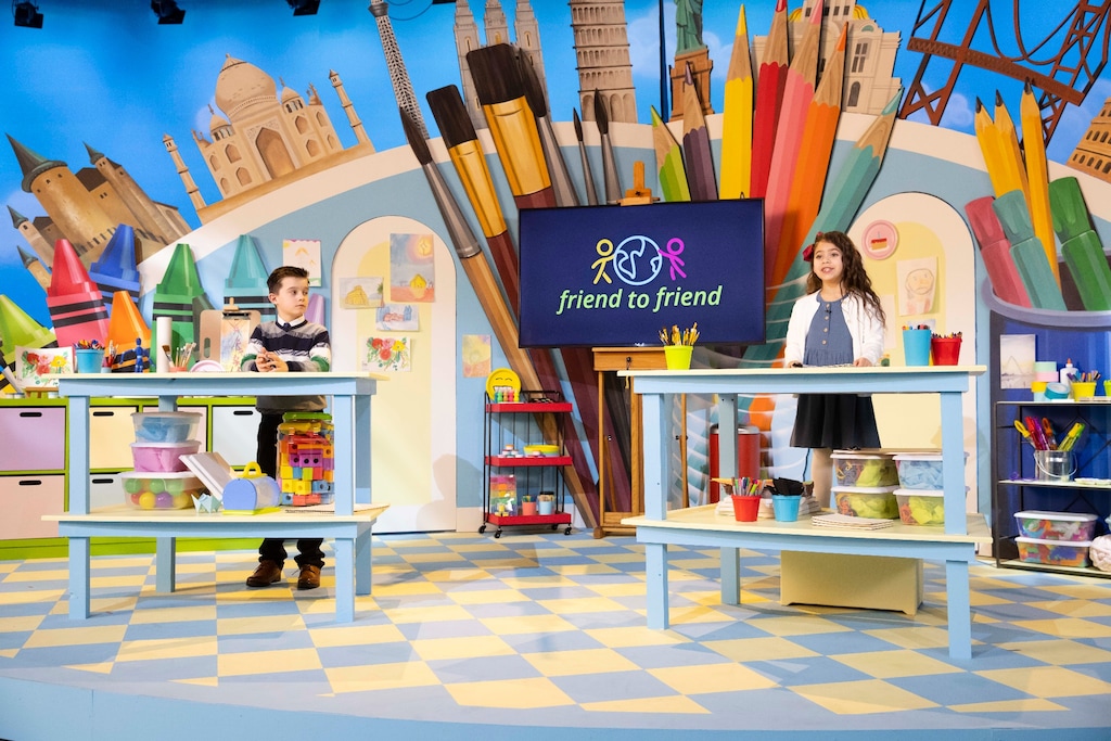 (The Church of Jesus Christ of Latter-day Saints)
Ten-year-old Payson Inkle and 7-year-old Brianna Villsnil host the Friend to Friend program on the rotating set at the Church’s Motion Pictures Studio in Provo. A blogger suggests the the church's Primary organization needs to make allowances on Sunday for kids to interact more with one another.